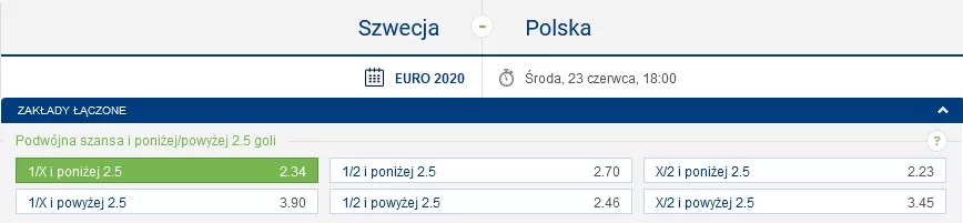 Euro 2020: zakłady łączone na mecz Szwecja - Polska