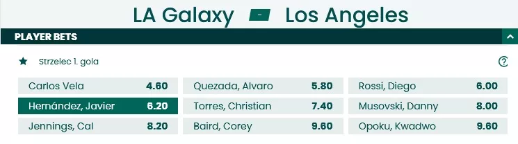 LA Galaxy - Los Angeles FC: oferta Player Bets w BETFAN