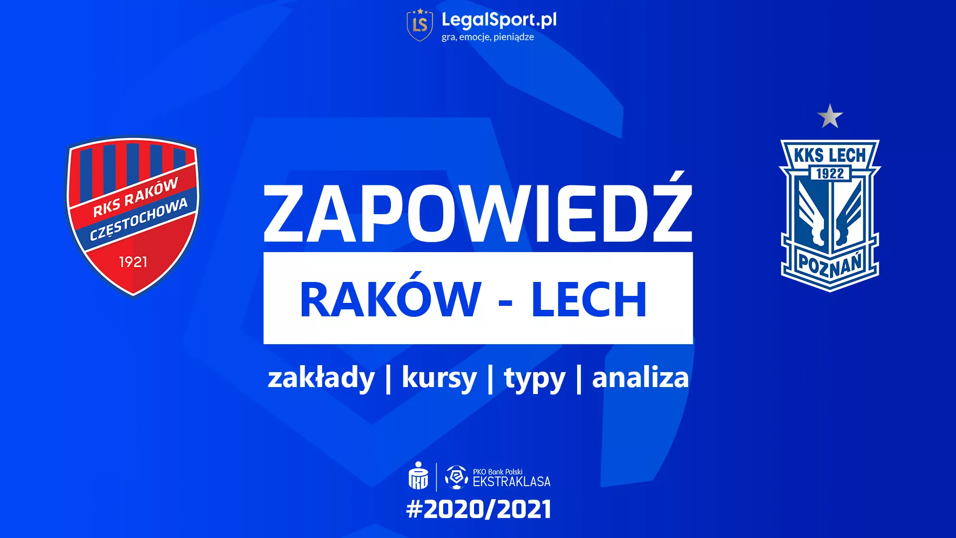 Baner główny do analizy bukmacherskiej na mecz Raków Częstochowa - Lech Poznań