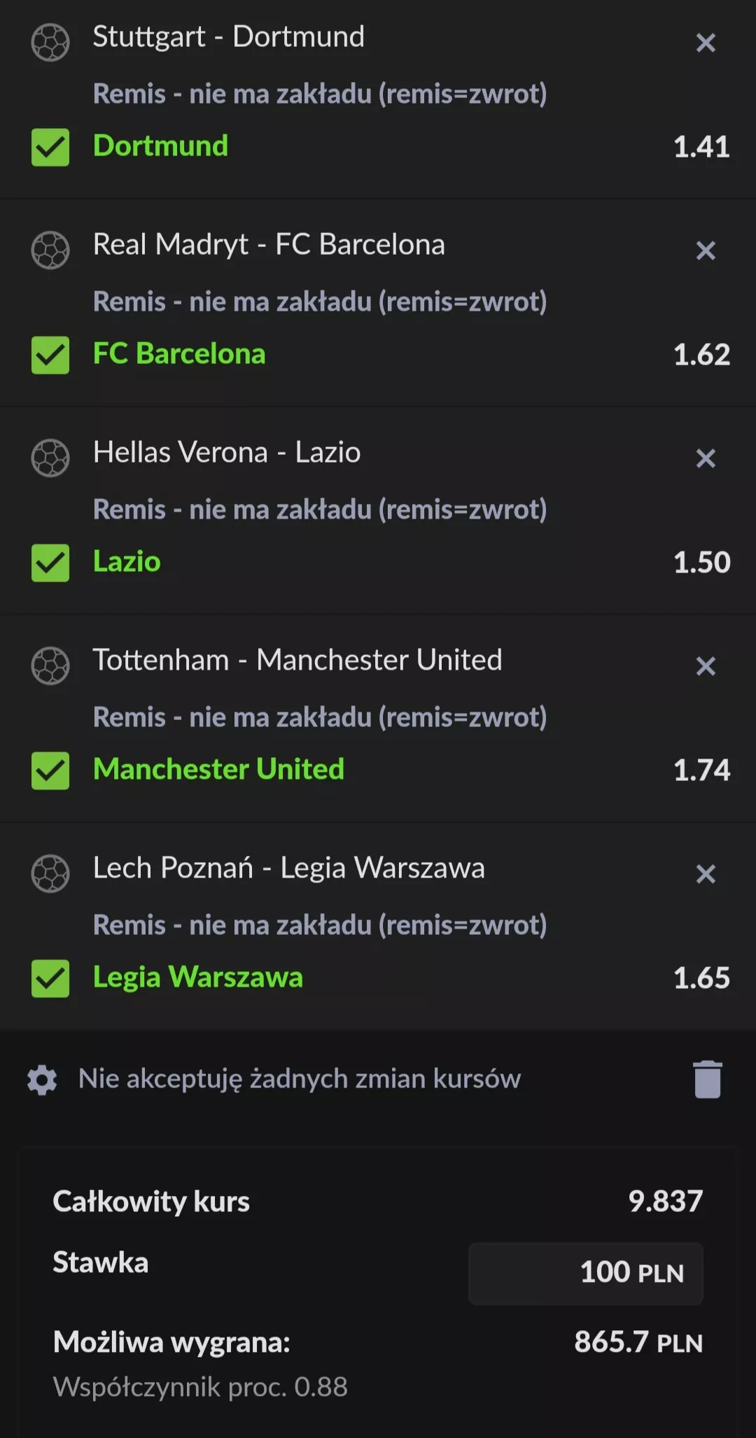 Kupona AKO na piłkę nożną w forBET Zakłady Sportowe