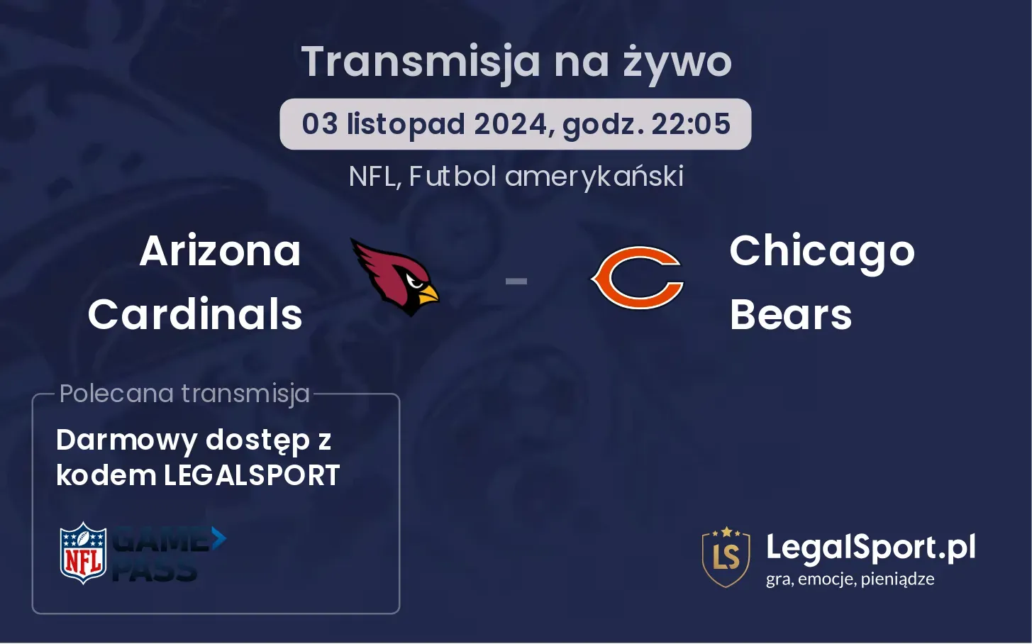 Arizona Cardinals - Chicago Bears gdzie oglądać? 03.11, godz. 22:05