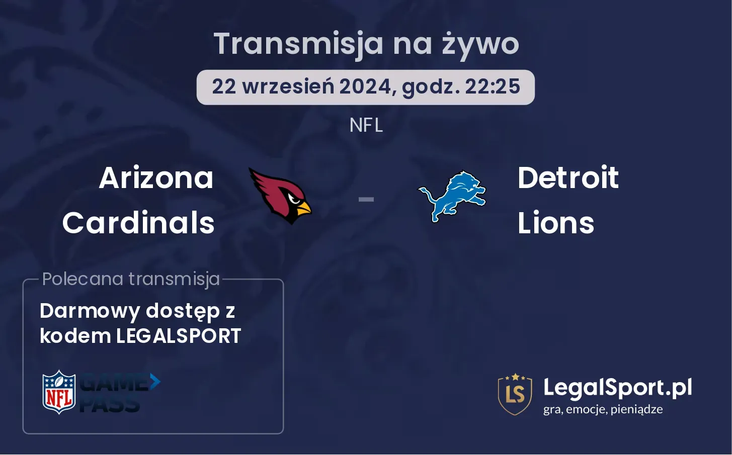 Arizona Cardinals - Detroit Lions transmisja na żywo