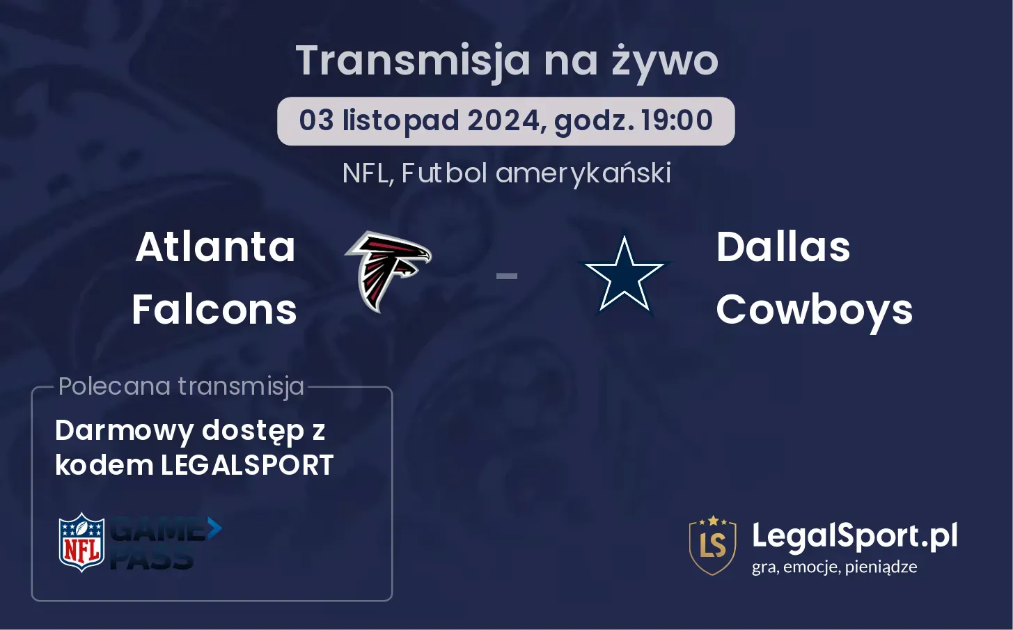  Atlanta Falcons - Dallas Cowboys transmisja na żywo