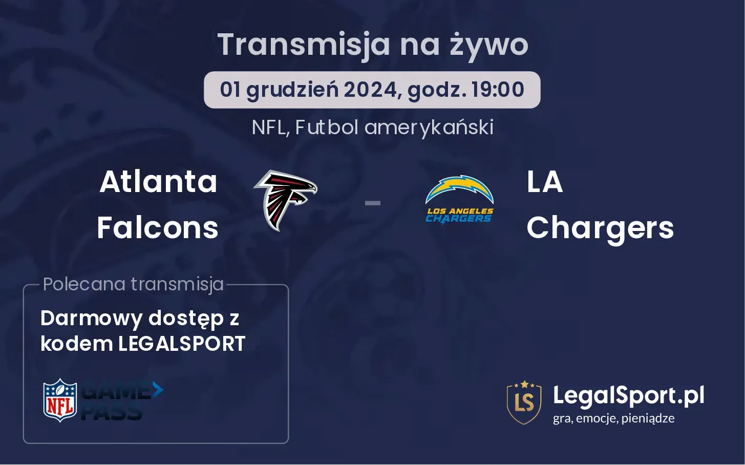  Atlanta Falcons - LA Chargers transmisja na żywo