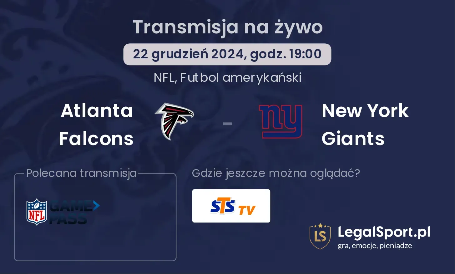  Atlanta Falcons - New York Giants transmisja na żywo