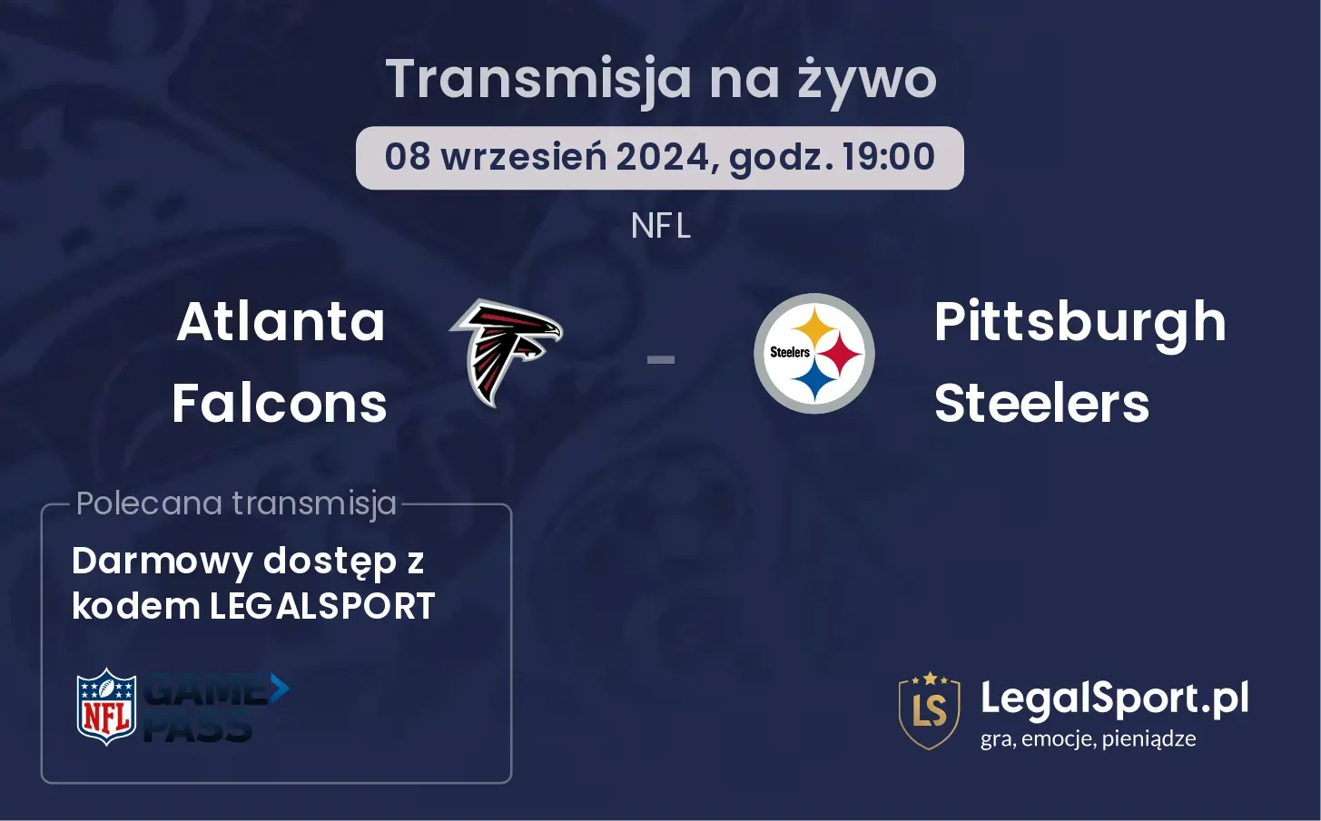  Atlanta Falcons -  Pittsburgh Steelers transmisja na żywo