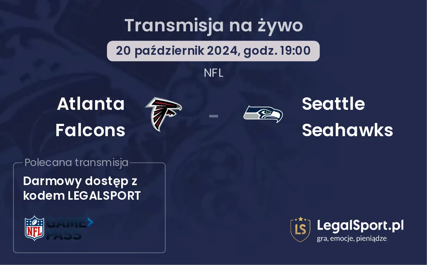  Atlanta Falcons - Seattle Seahawks gdzie oglądać? 20.10, godz. 19:00