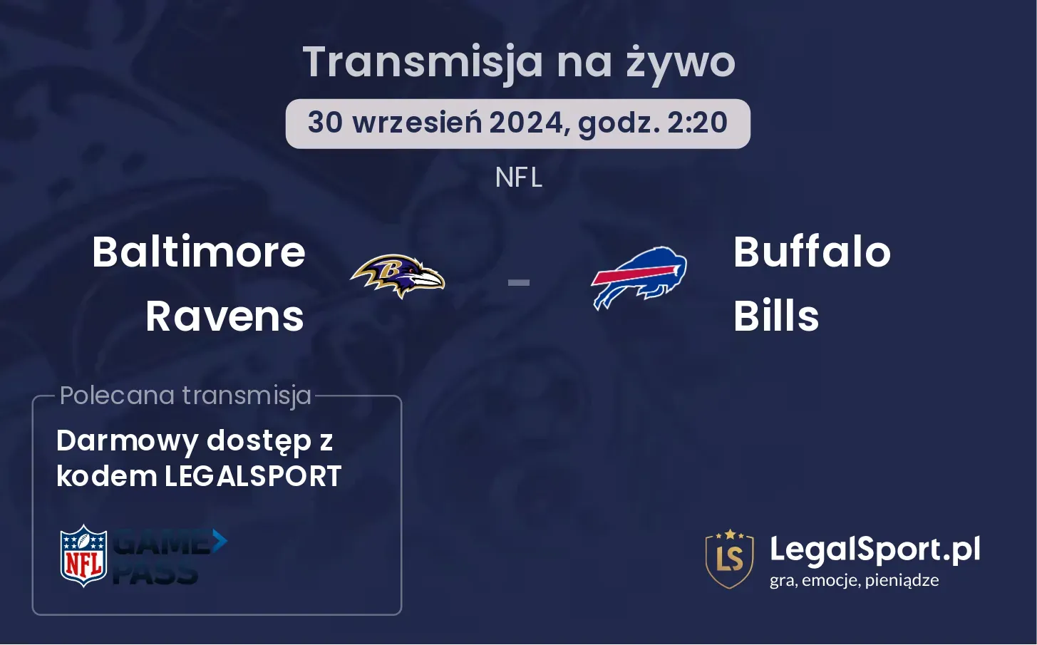 Baltimore Ravens - Buffalo Bills transmisja na żywo