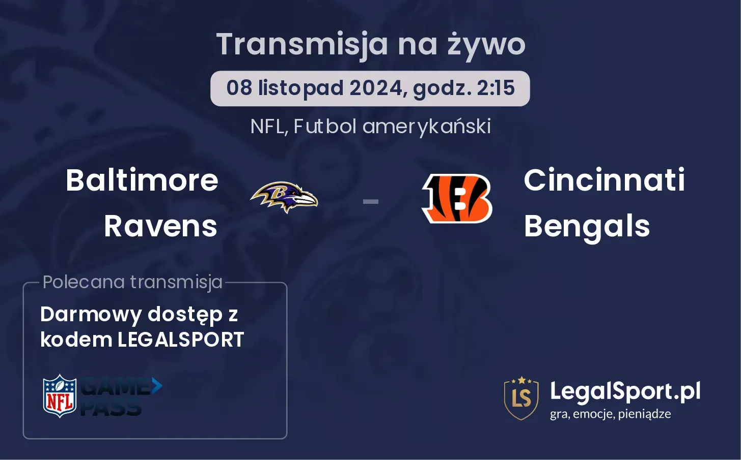 Baltimore Ravens - Cincinnati Bengals transmisja na żywo