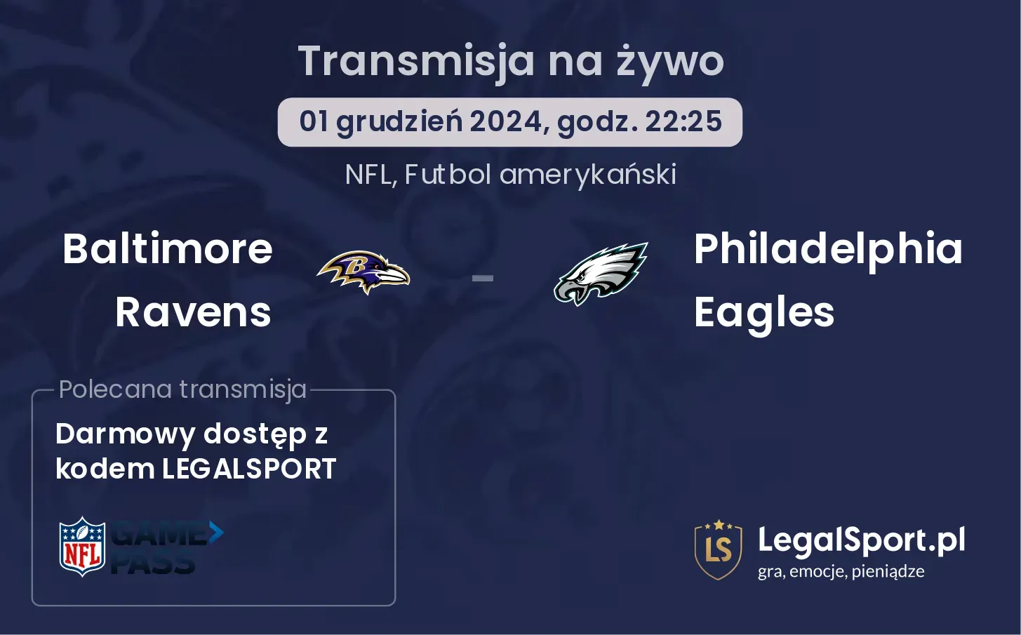 Baltimore Ravens - Philadelphia Eagles transmisja na żywo