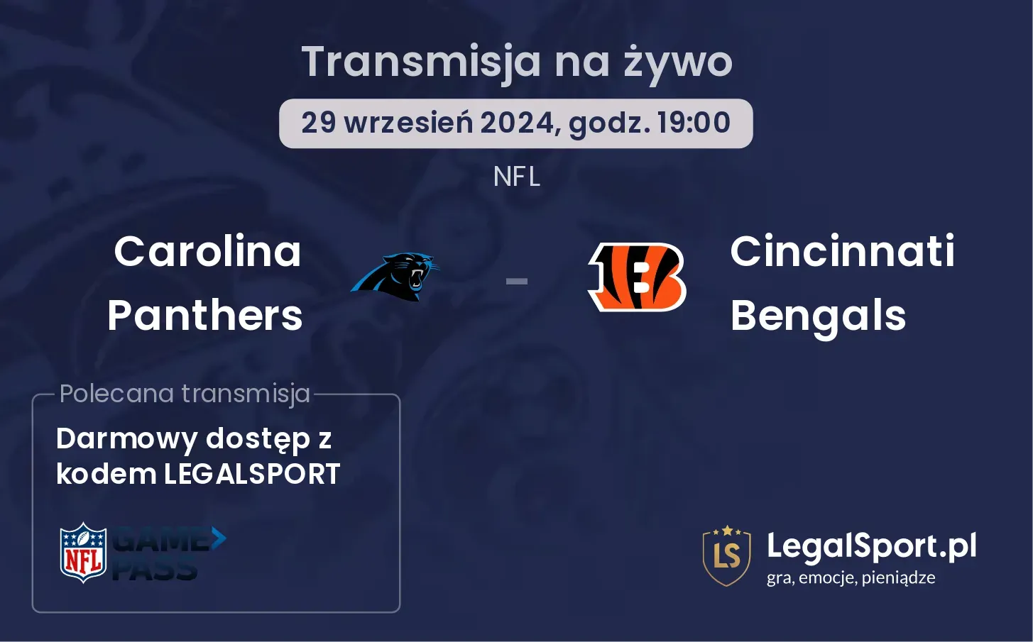  Carolina Panthers - Cincinnati Bengals transmisja na żywo