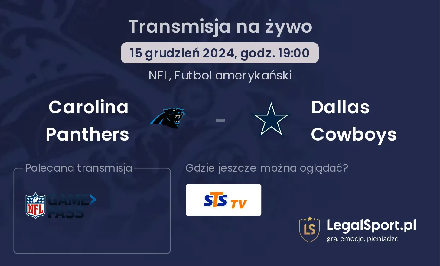  Carolina Panthers - Dallas Cowboys transmisja na żywo