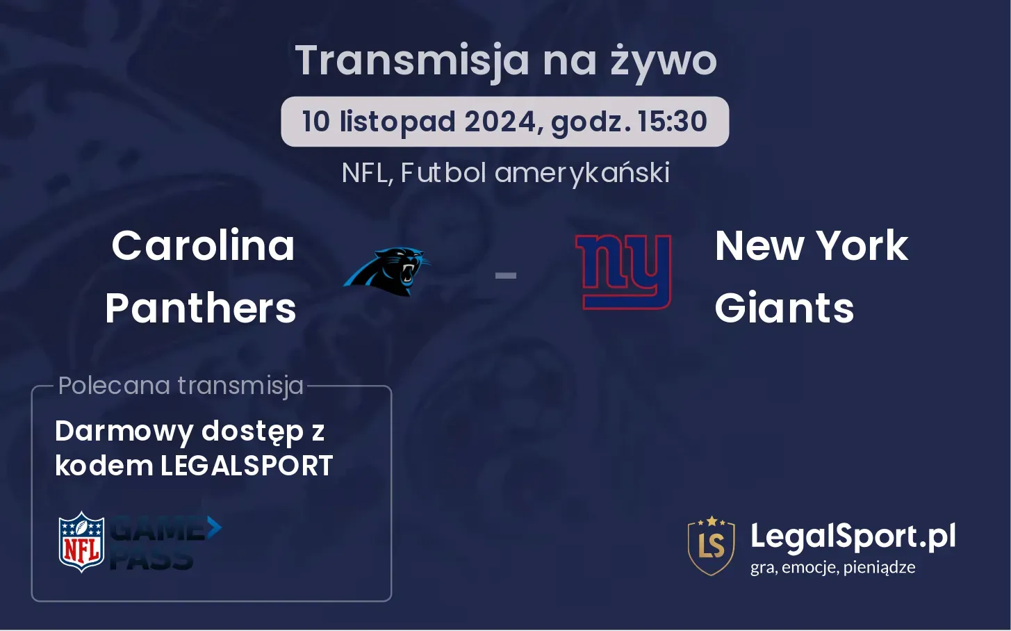  Carolina Panthers - New York Giants transmisja na żywo