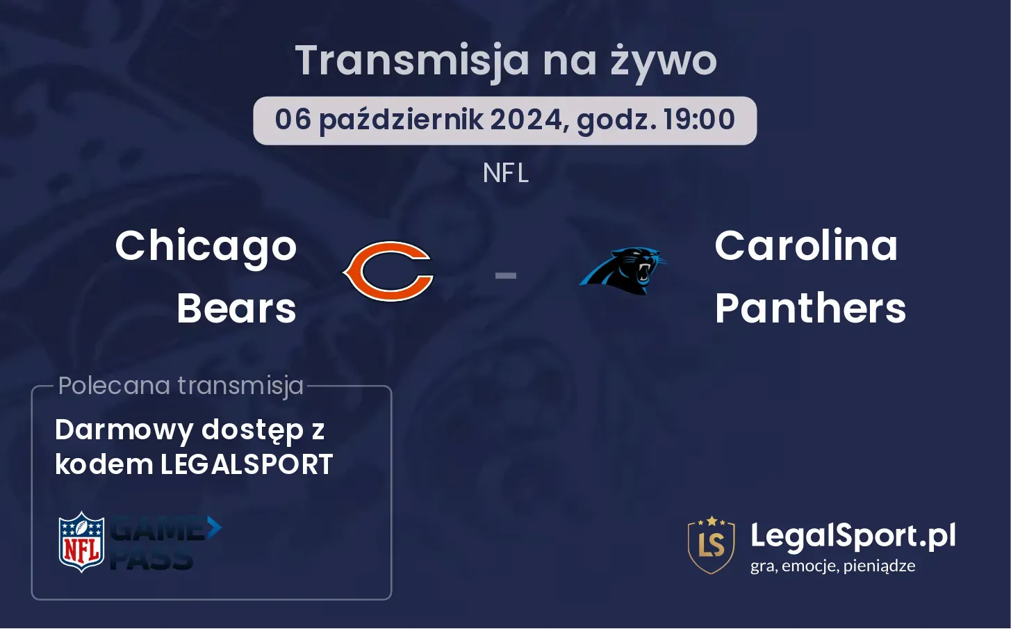 Chicago Bears -  Carolina Panthers gdzie oglądać? 06.10, godz. 19:00