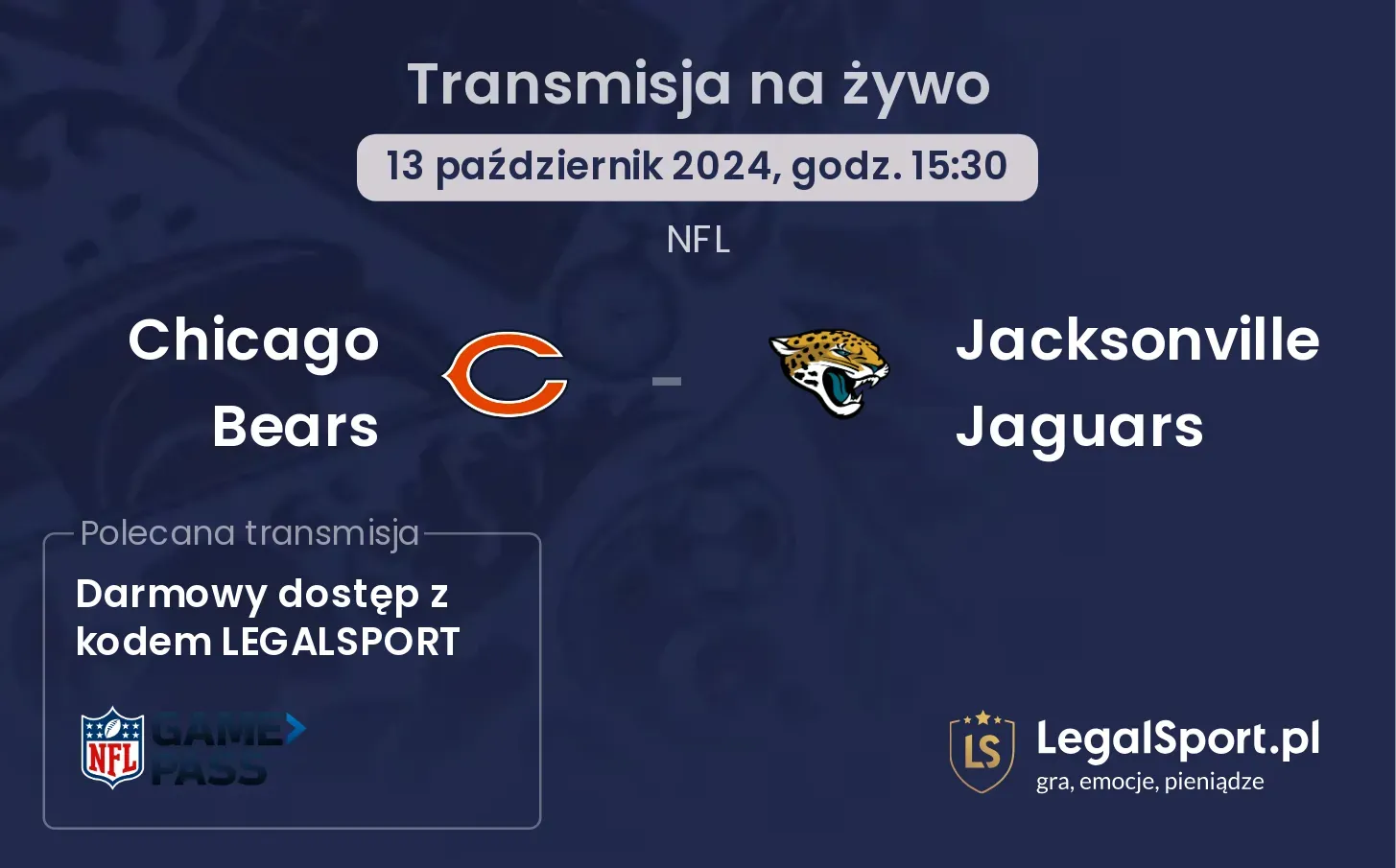 Chicago Bears - Jacksonville Jaguars gdzie oglądać? 13.10, godz. 15:30