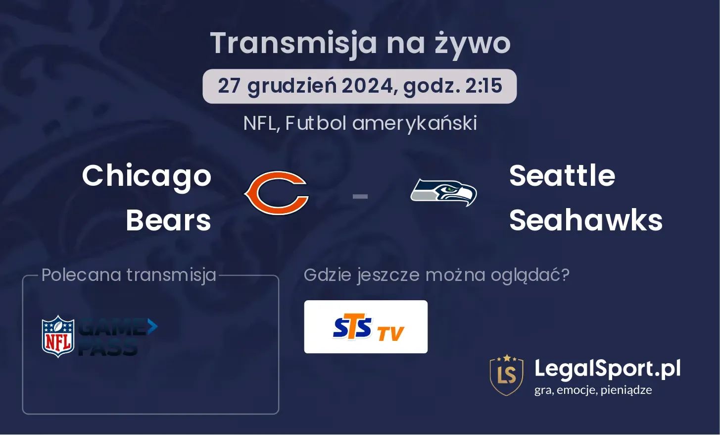 Chicago Bears - Seattle Seahawks transmisja na żywo