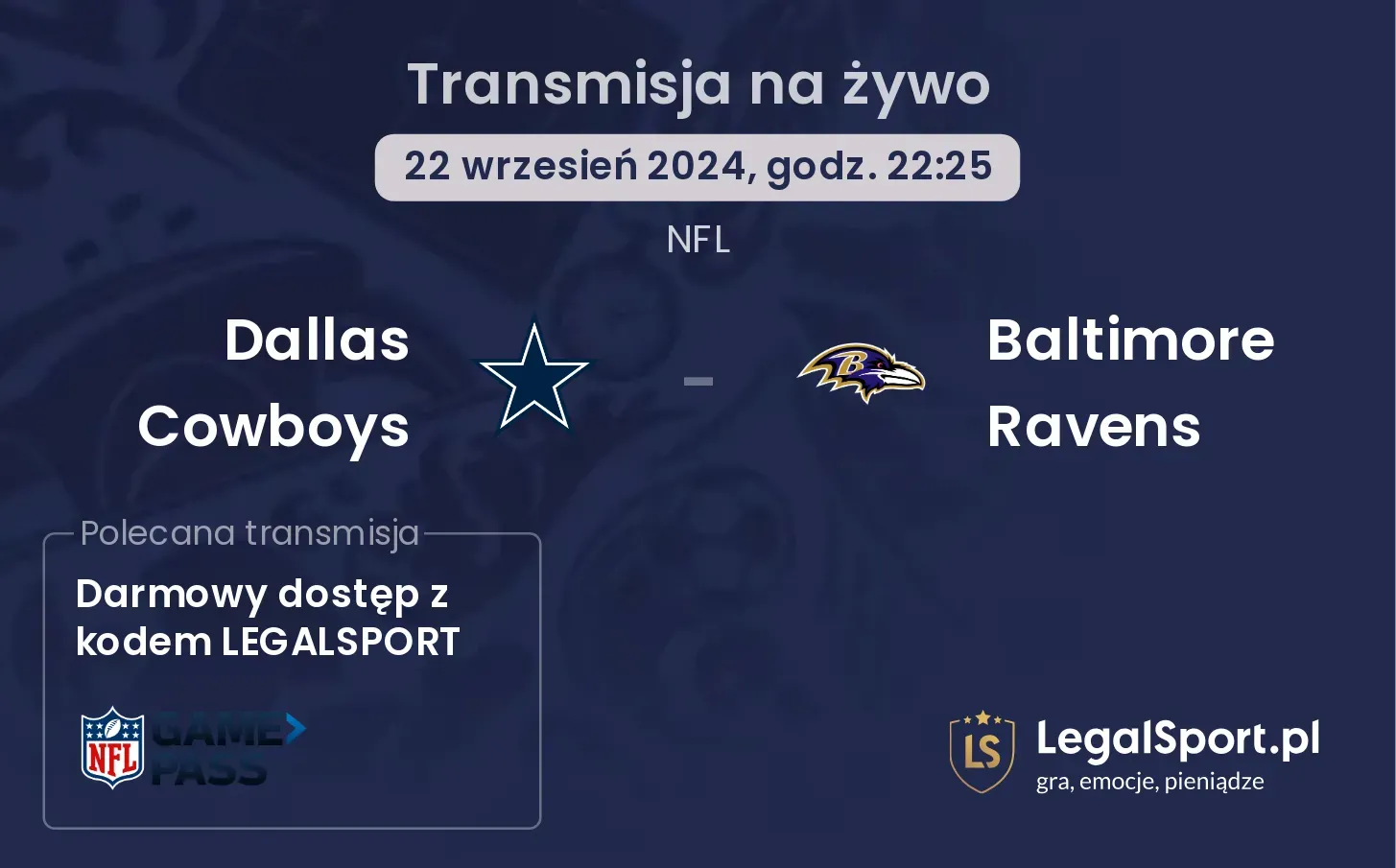 Dallas Cowboys - Baltimore Ravens transmisja na żywo