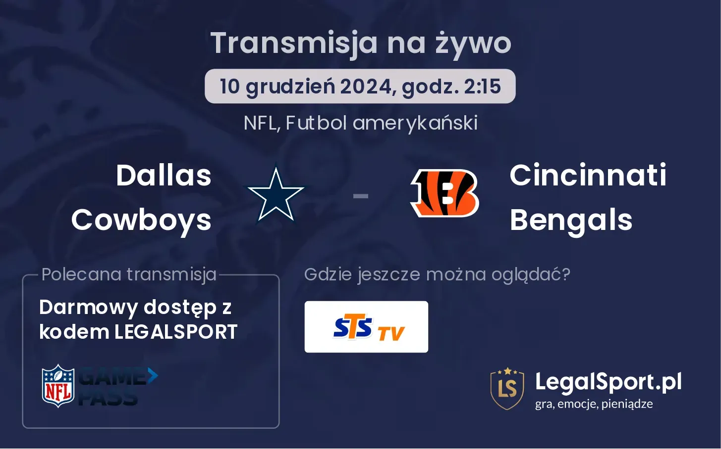 Dallas Cowboys - Cincinnati Bengals gdzie oglądać?