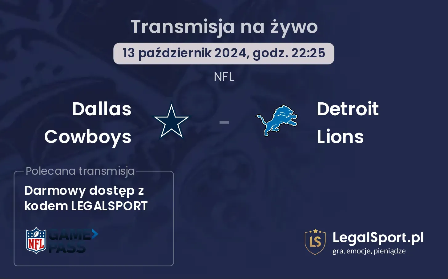 Dallas Cowboys - Detroit Lions transmisja na żywo