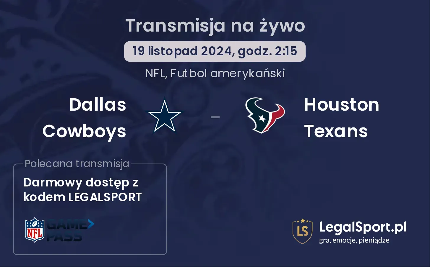 Dallas Cowboys -  Houston Texans transmisja na żywo