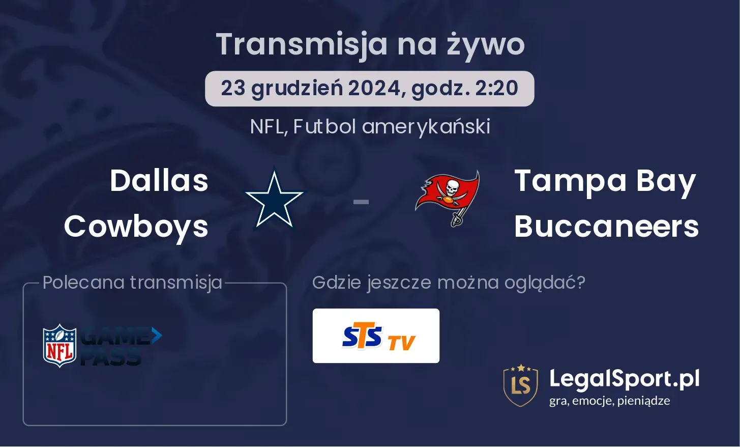 Dallas Cowboys - Tampa Bay Buccaneers transmisja na żywo