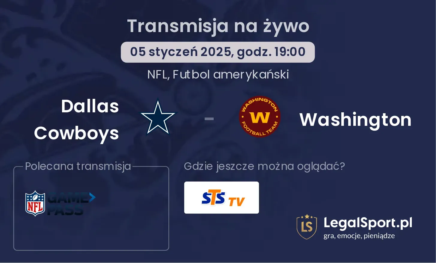 Dallas Cowboys - Washington transmisja na żywo