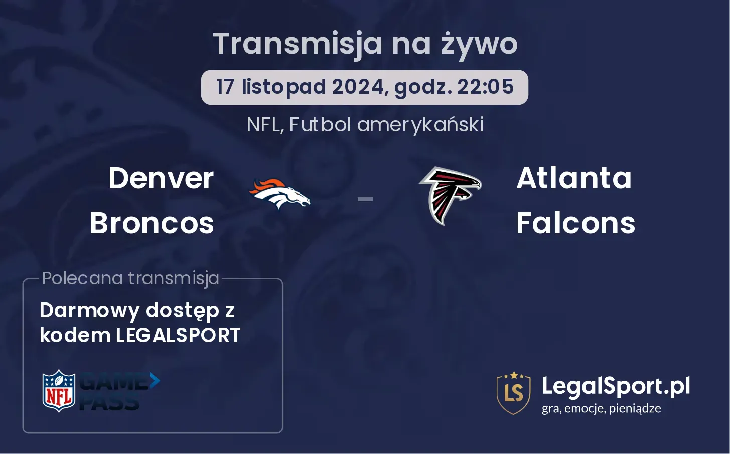 Denver Broncos -  Atlanta Falcons transmisja na żywo