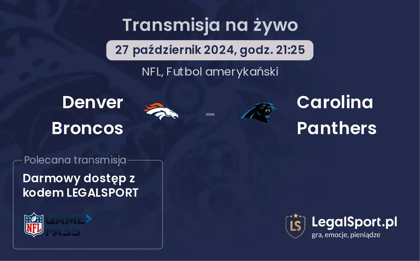 Denver Broncos -  Carolina Panthers transmisja na żywo