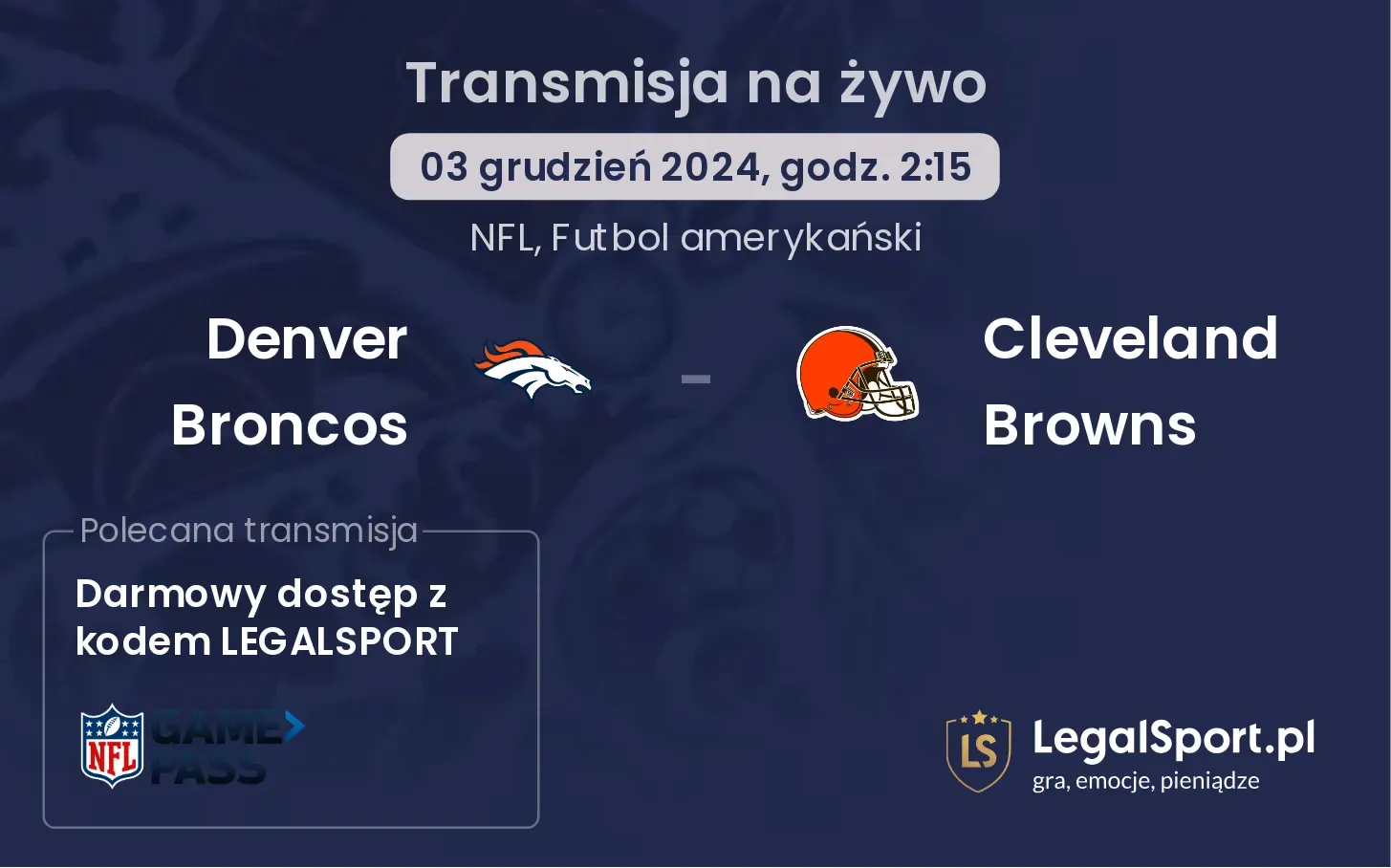 Denver Broncos -  Cleveland Browns transmisja na żywo