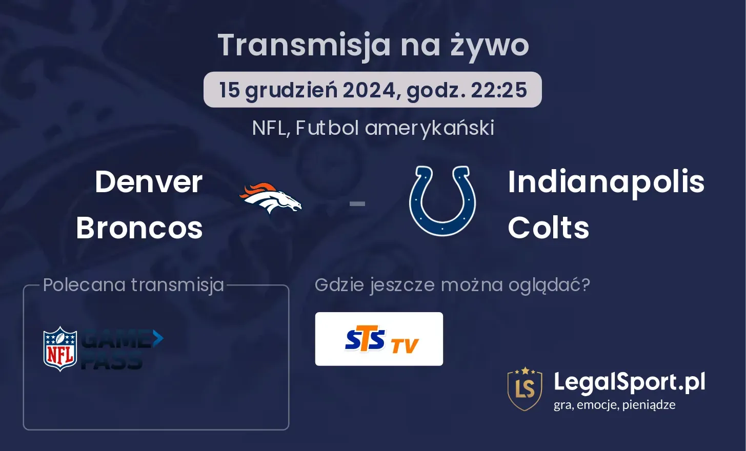 Denver Broncos - Indianapolis Colts transmisja na żywo