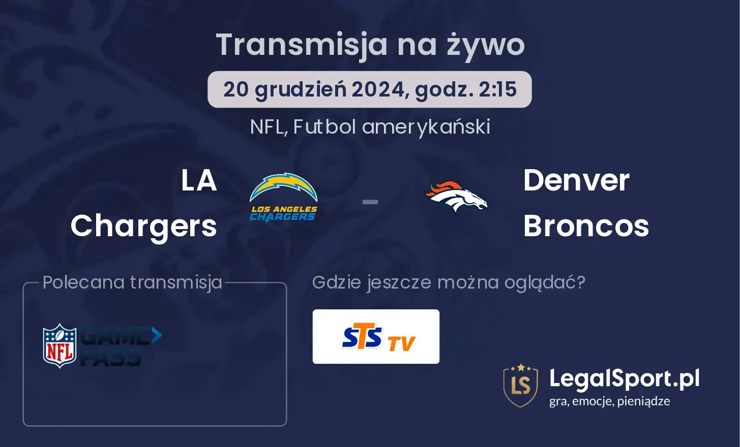 Denver Broncos - LA Chargers transmisja na żywo