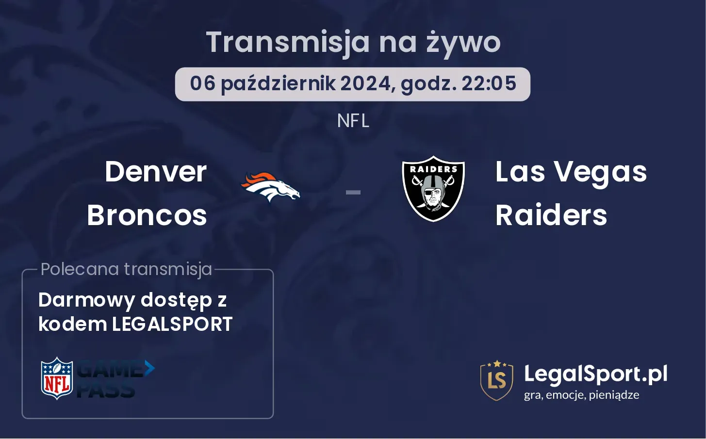 Denver Broncos - Las Vegas Raiders transmisja na żywo