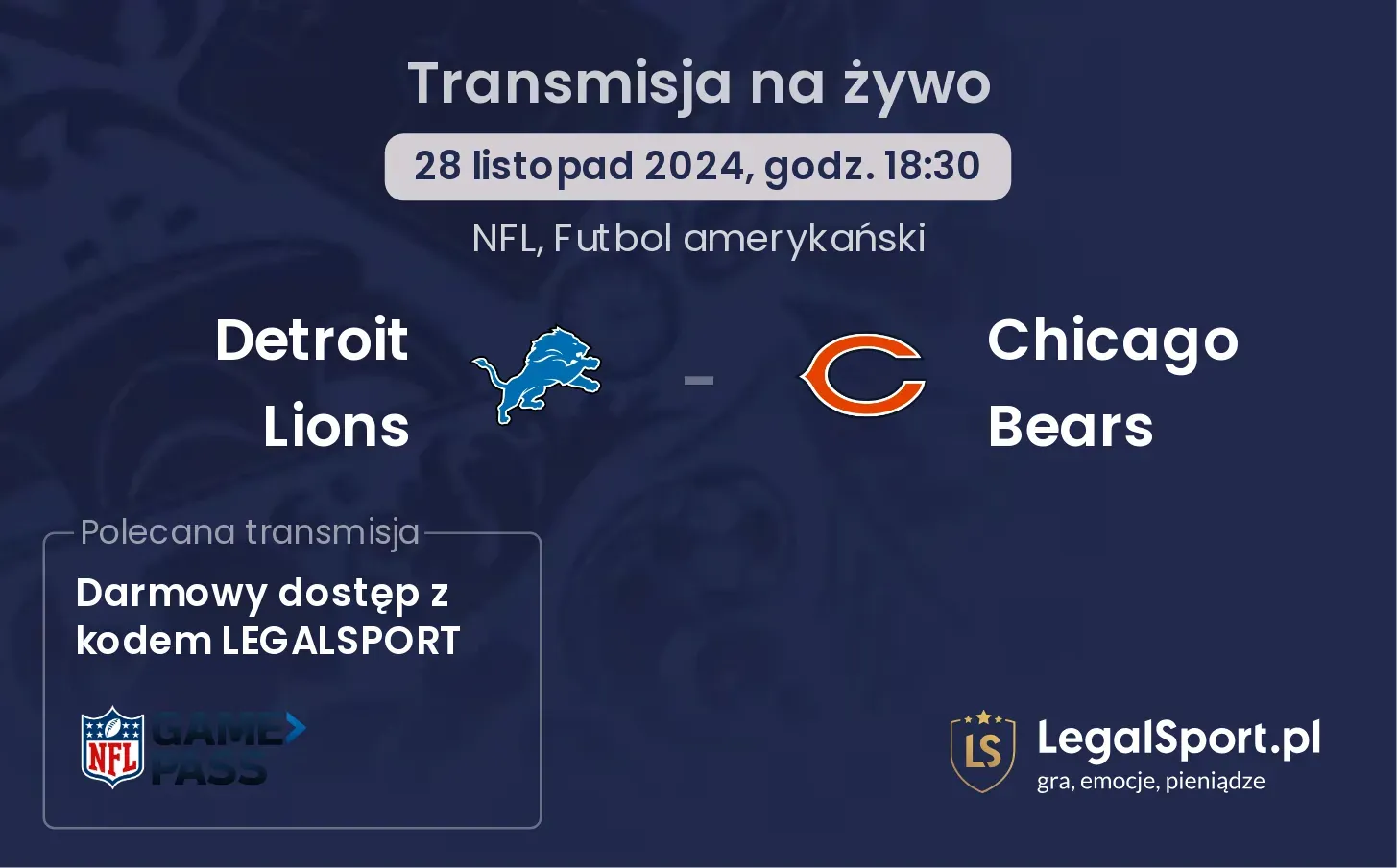 Detroit Lions - Chicago Bears transmisja na żywo