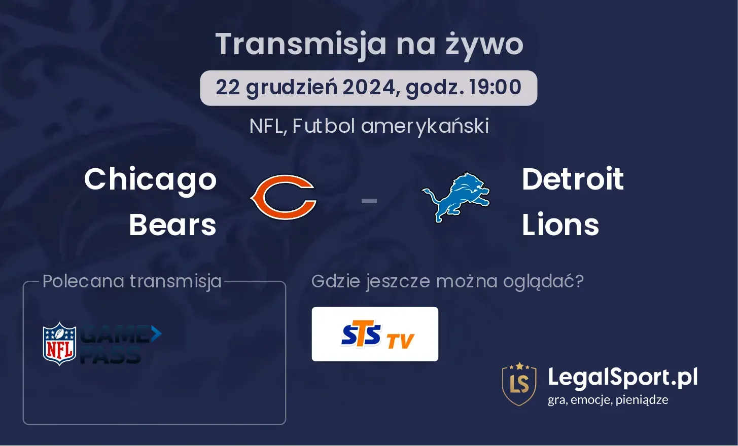 Chicago Bears - Detroit Lions gdzie oglądać?