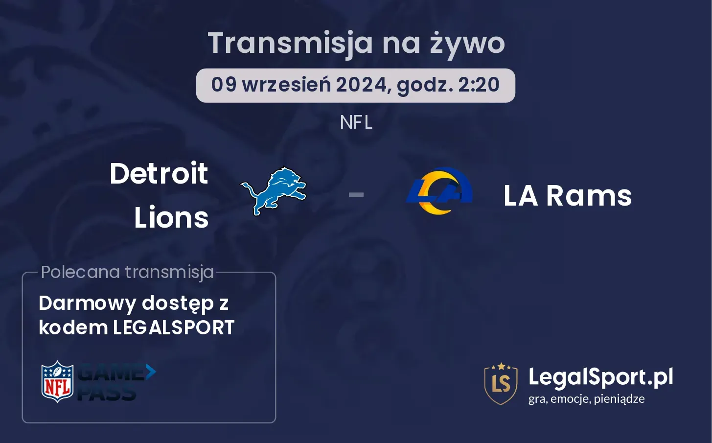 Detroit Lions - LA Rams transmisja na żywo