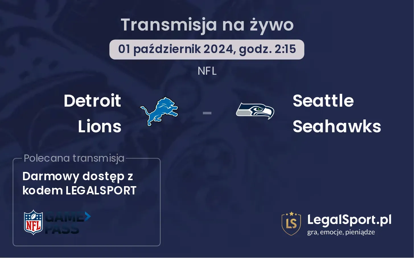 Detroit Lions - Seattle Seahawks transmisja na żywo