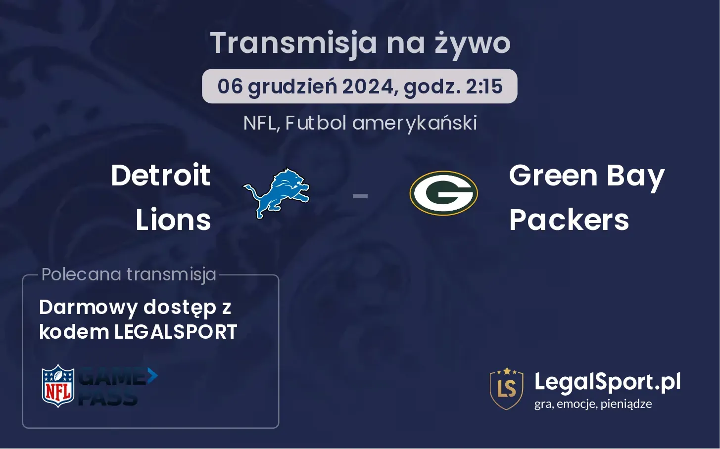 Green Bay Packers - Detroit Lions transmisja na żywo