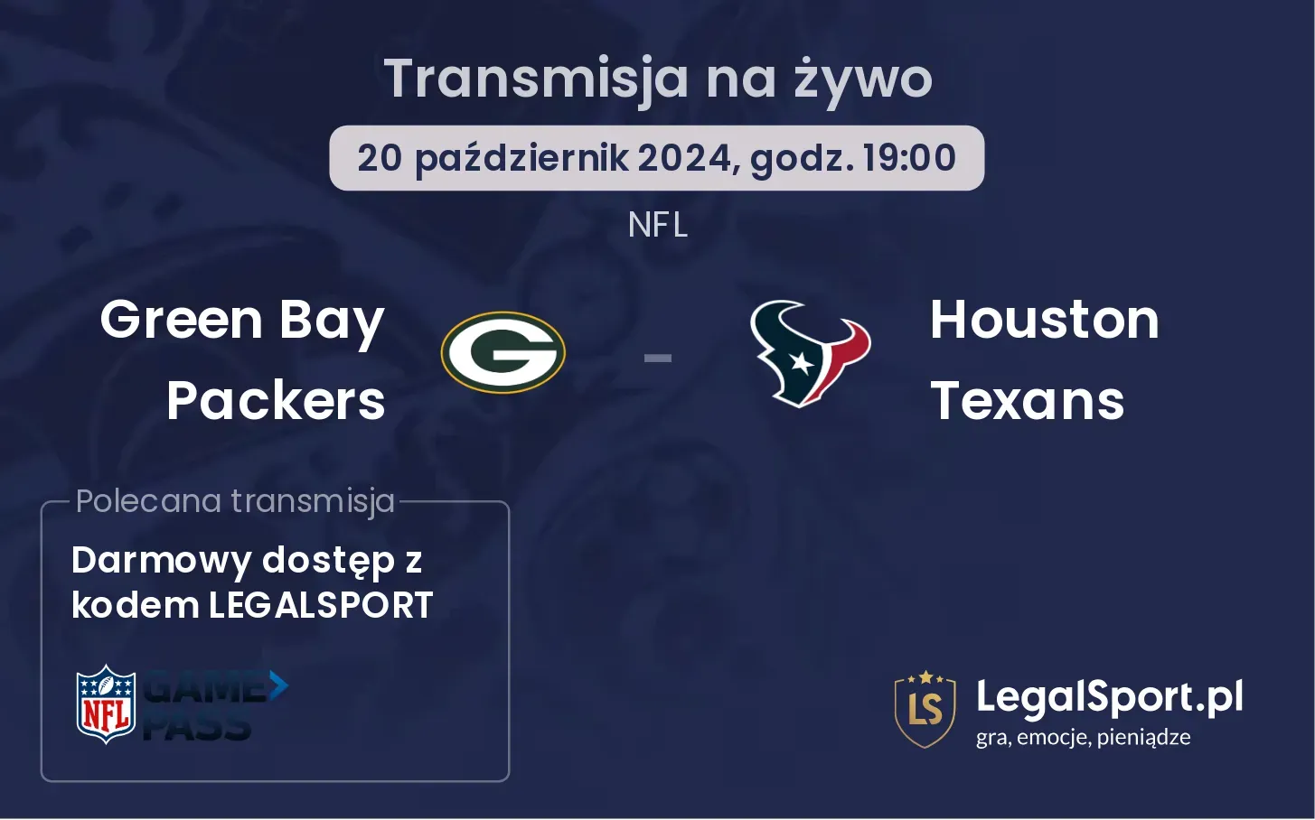 Green Bay Packers -  Houston Texans gdzie oglądać? 20.10, godz. 19:00