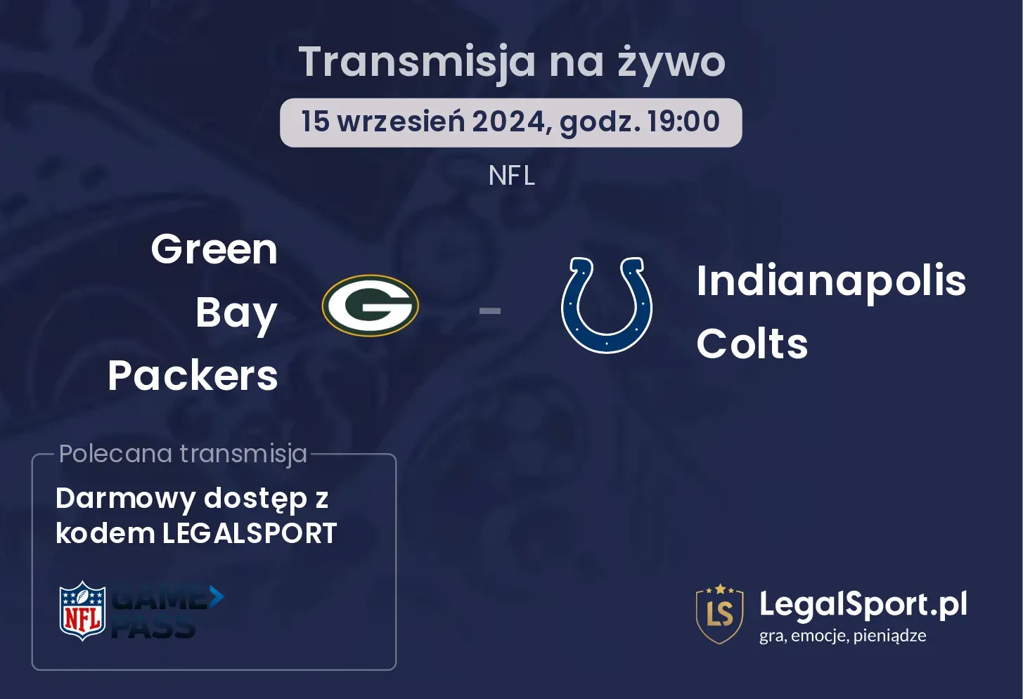 Green Bay Packers - Indianapolis Colts transmisja na żywo