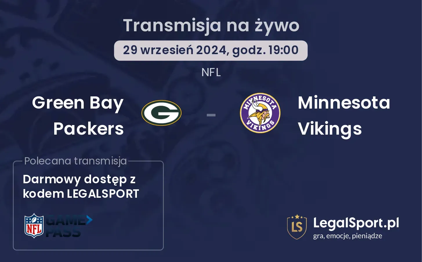 Green Bay Packers - Minnesota Vikings transmisja na żywo