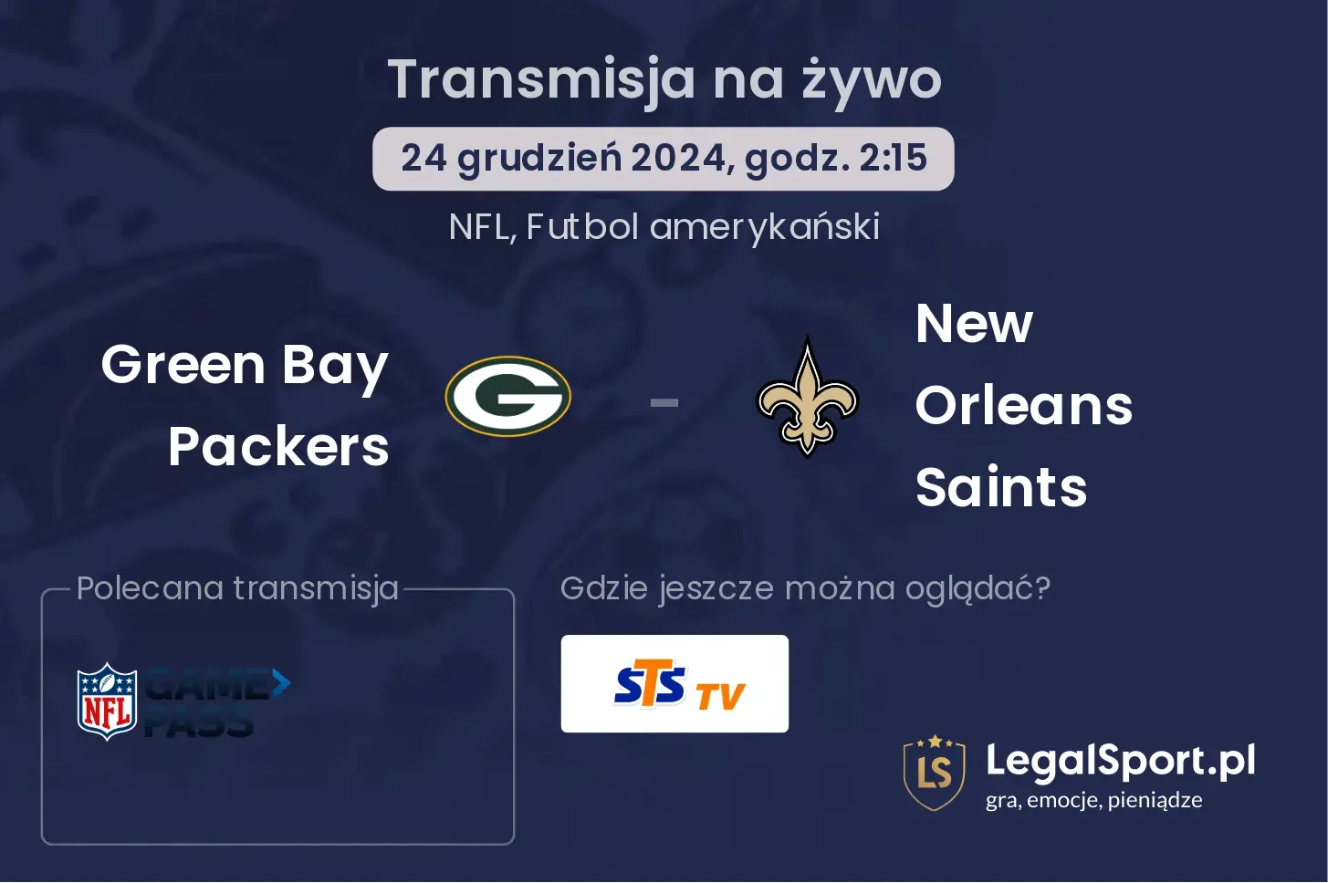 Green Bay Packers - New Orleans Saints transmisja na żywo