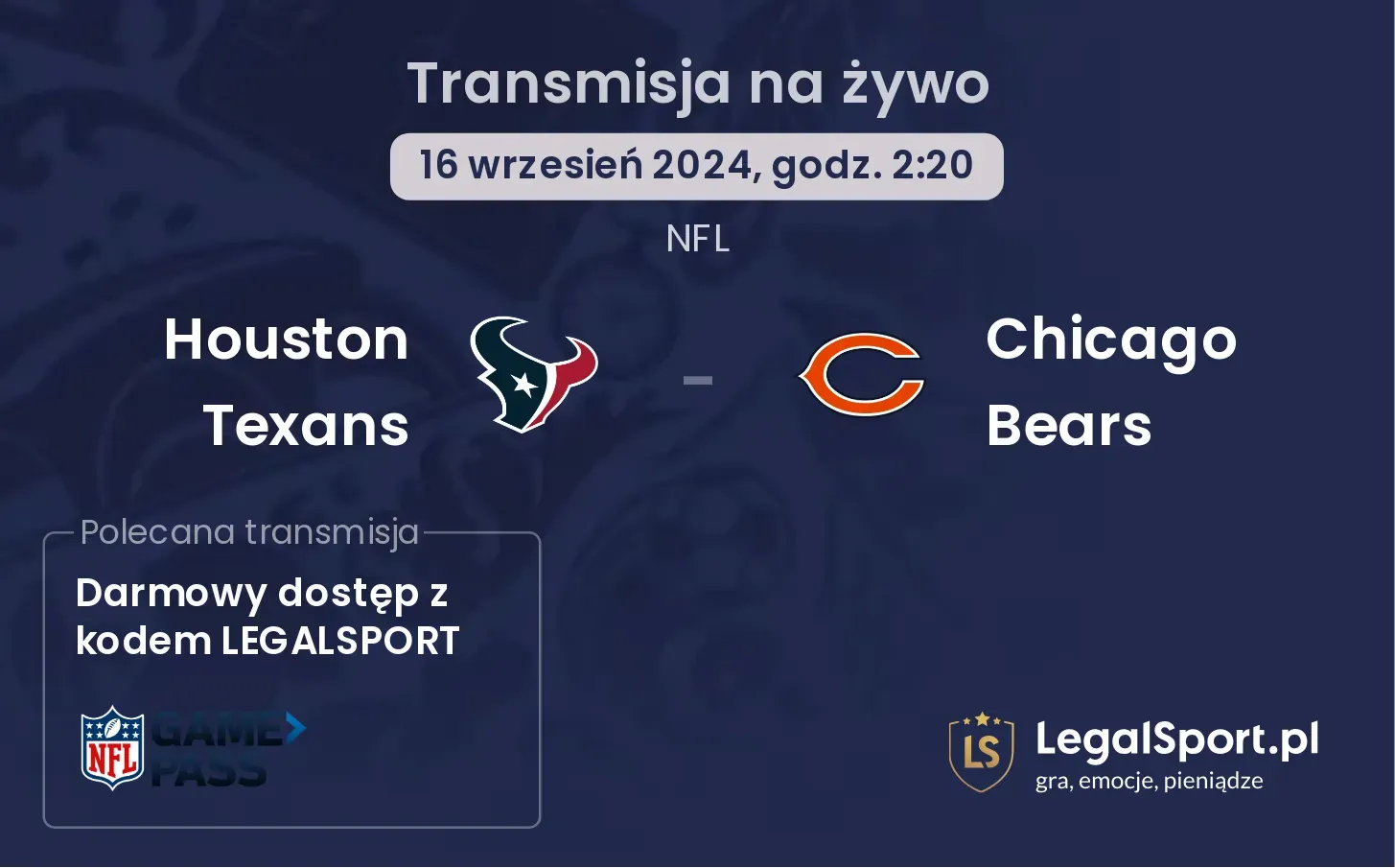  Houston Texans - Chicago Bears transmisja na żywo