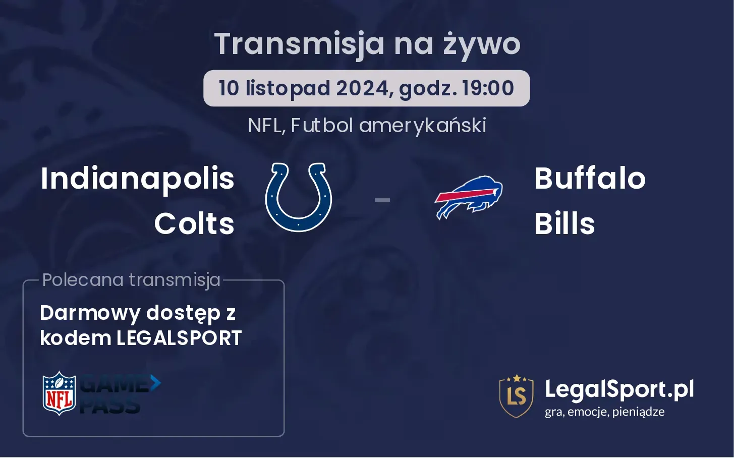 Indianapolis Colts - Buffalo Bills gdzie oglądać? 10.11, godz. 19:00