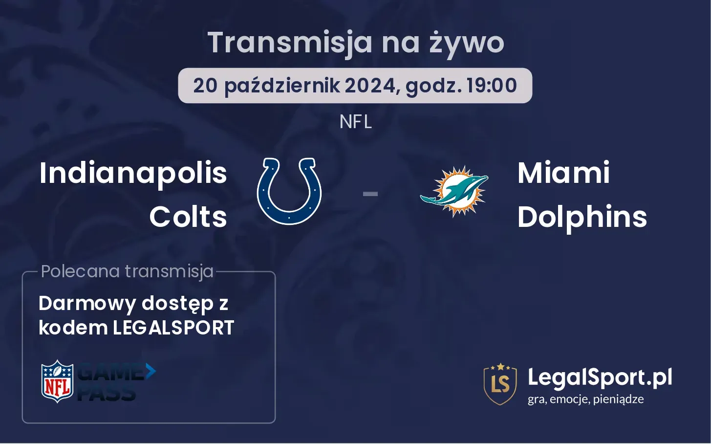 Indianapolis Colts - Miami Dolphins transmisja na żywo