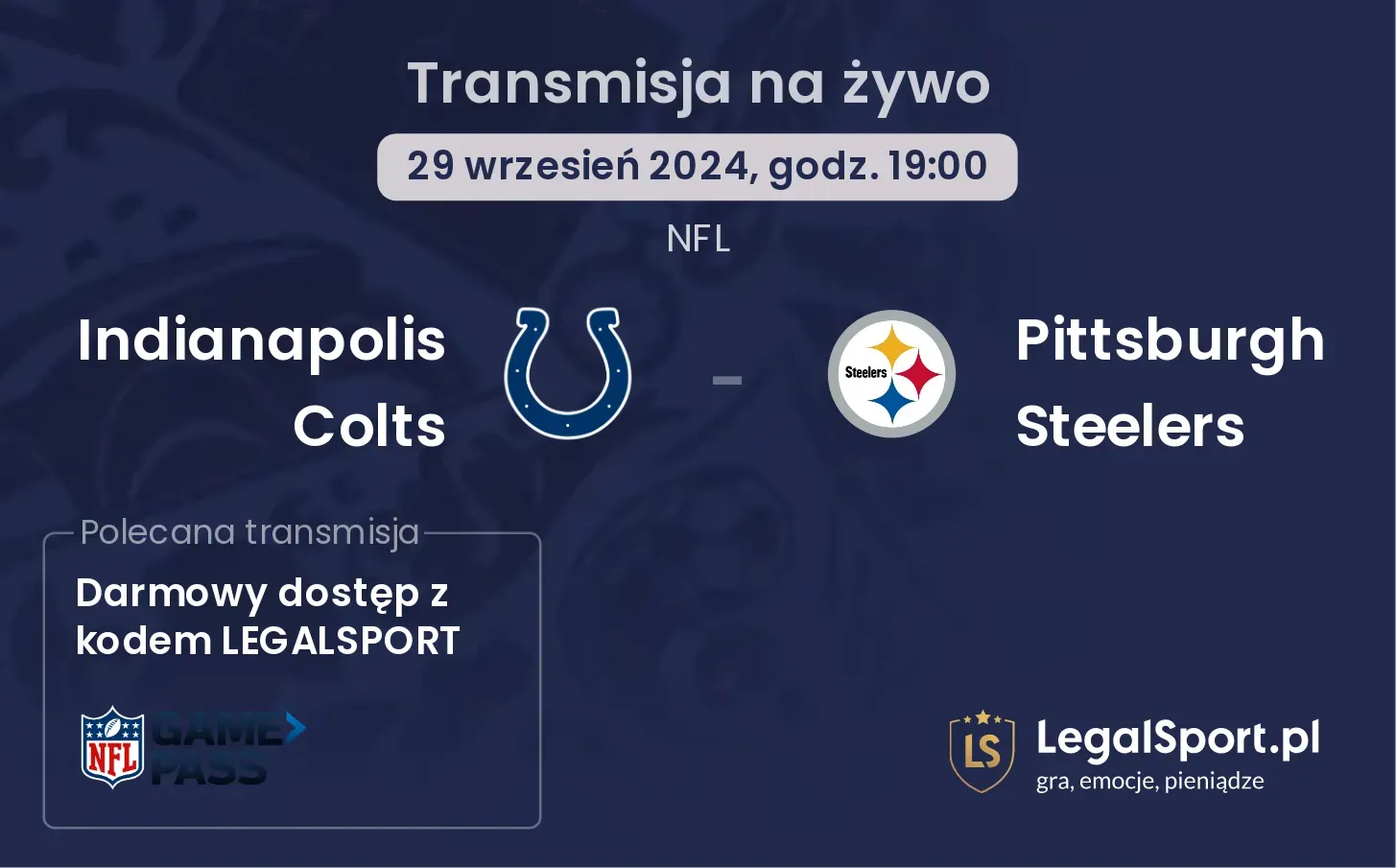 Indianapolis Colts -  Pittsburgh Steelers transmisja na żywo