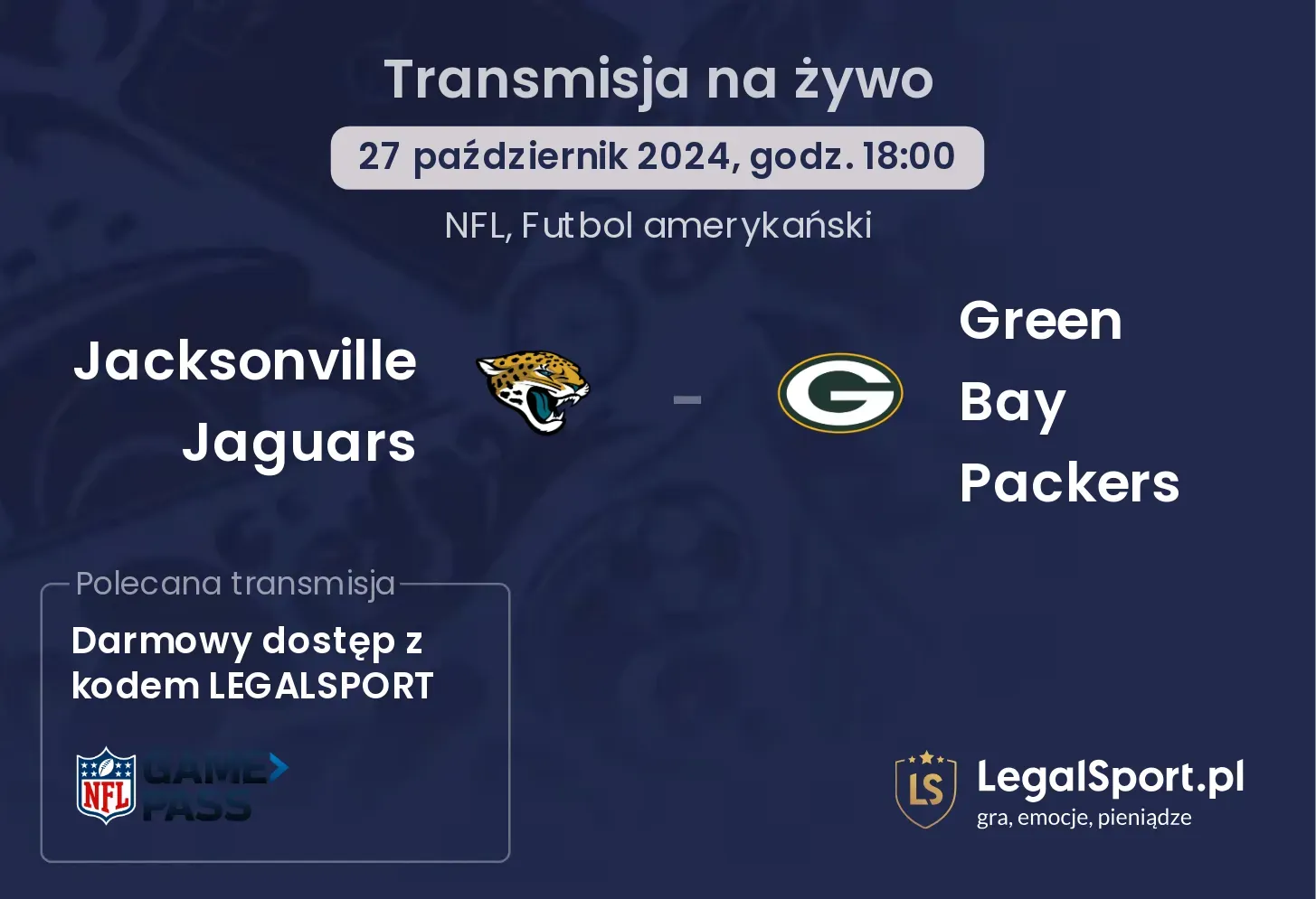 Jacksonville Jaguars - Green Bay Packers transmisja na żywo