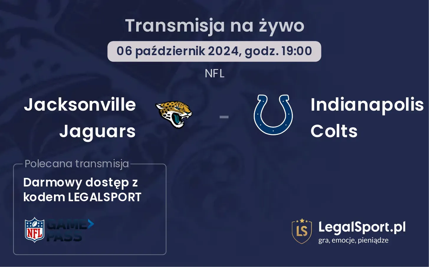 Jacksonville Jaguars - Indianapolis Colts transmisja na żywo