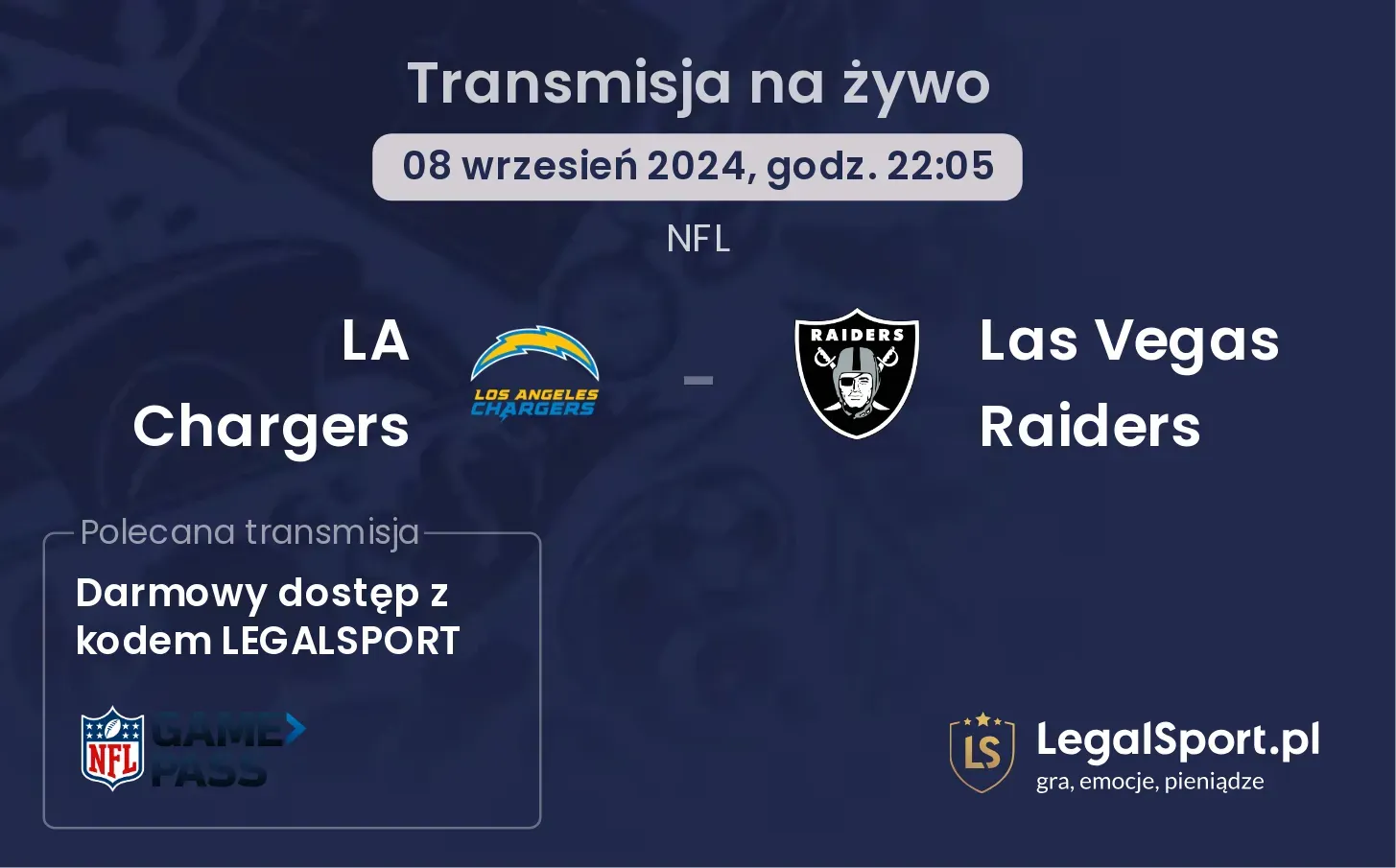 LA Chargers - Las Vegas Raiders transmisja na żywo