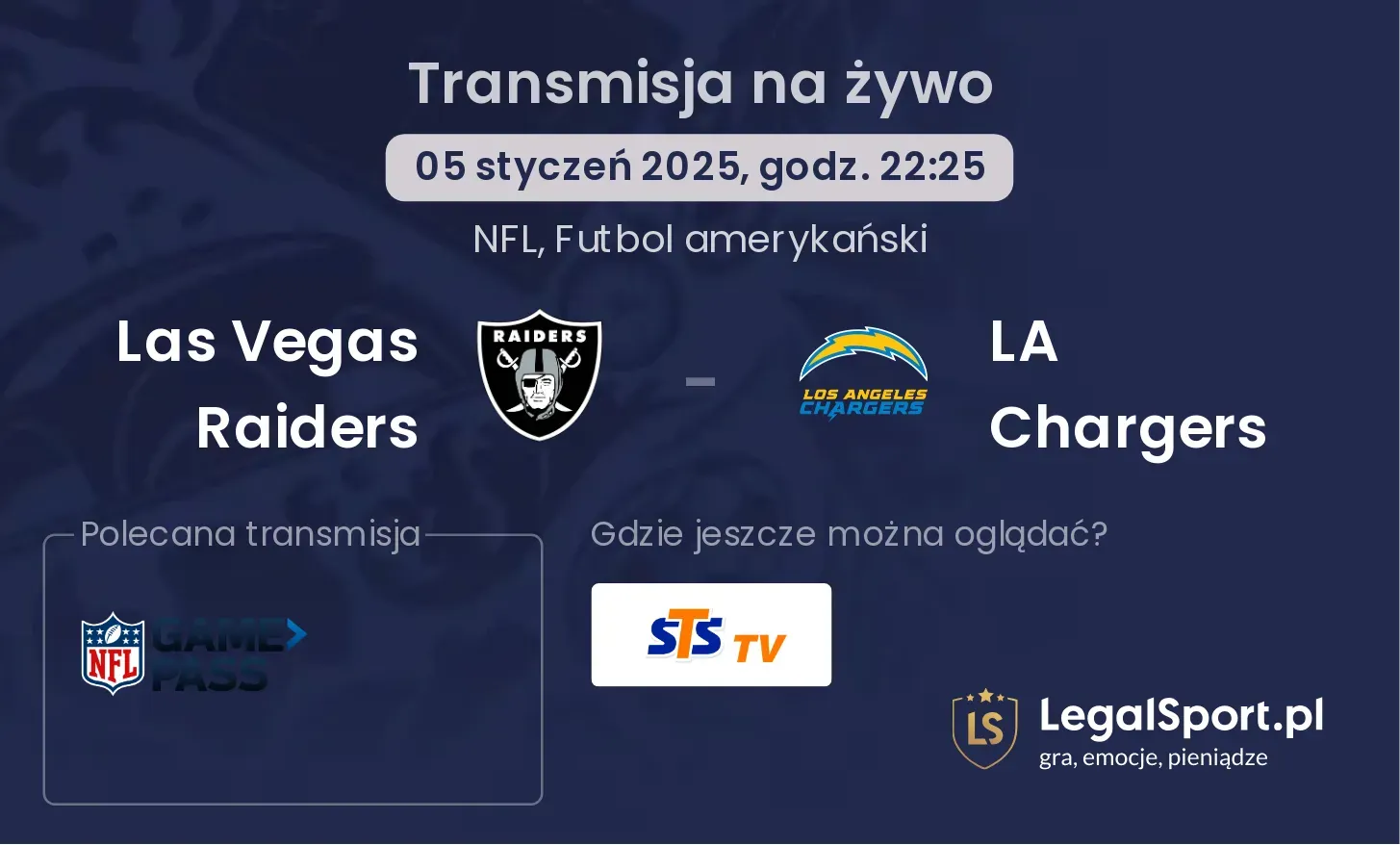 Las Vegas Raiders - LA Chargers gdzie oglądać?