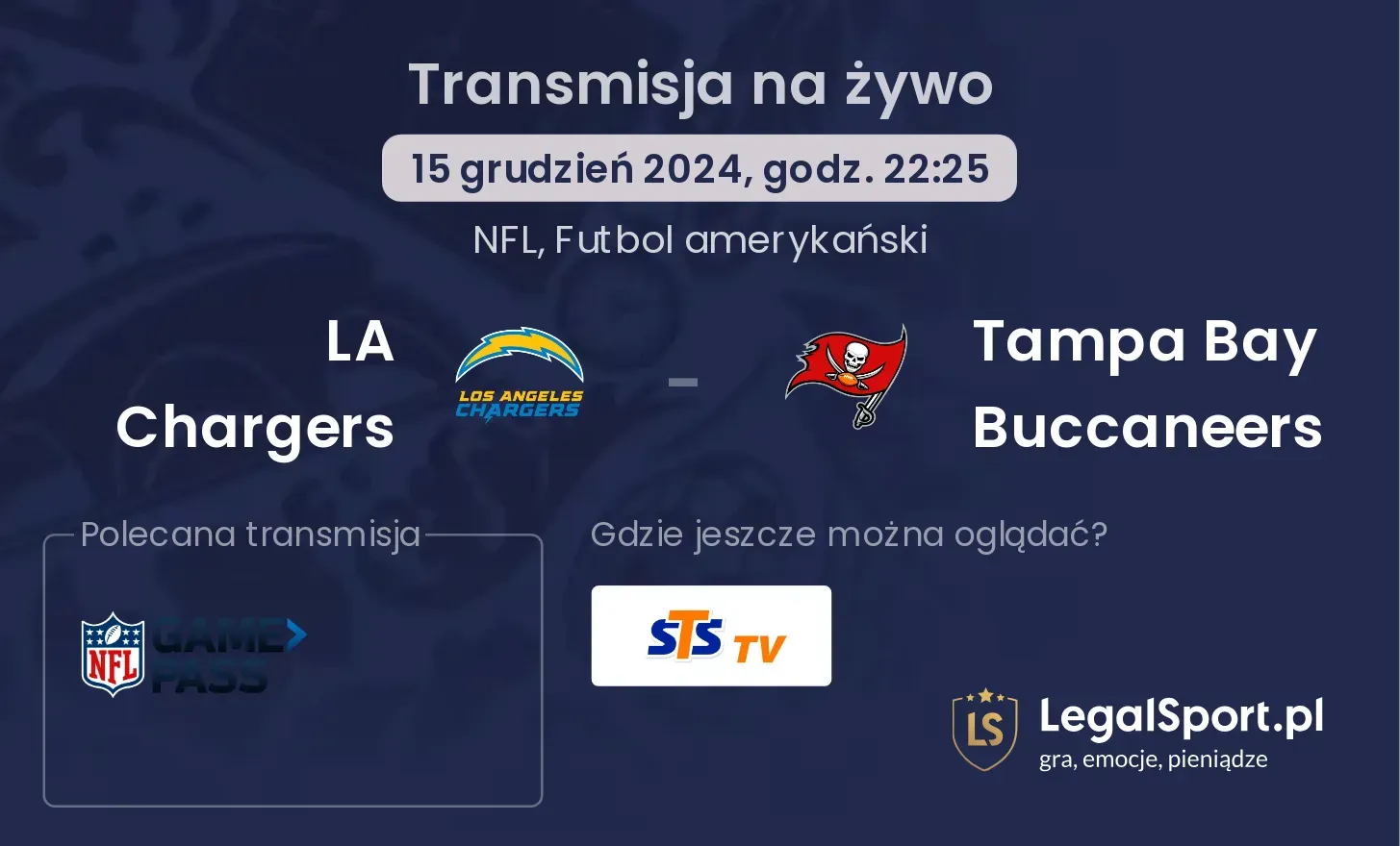 LA Chargers - Tampa Bay Buccaneers transmisja na żywo